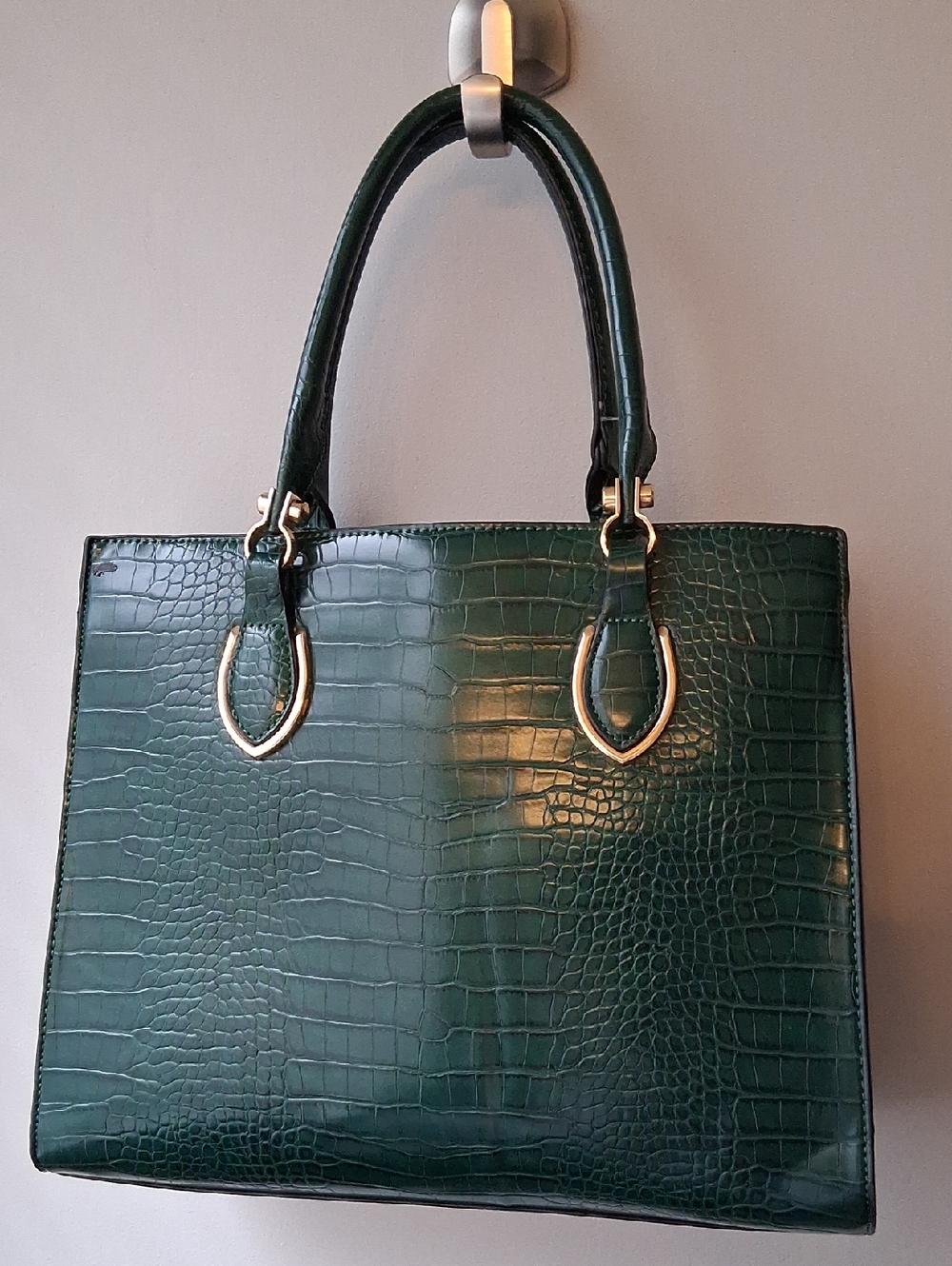 Emerald Green Croc-Embossed Tote Comes With Dust Bag by Patricia Nash